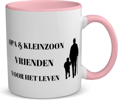 Akyol - opa en kleinzoon vrienden voor het leven koffiemok - theemok - roze - Vriend - opa/kleinzoon - opa cadeautjes - cadeau - kado - geschenk - kleinzoon verjaardag - kleinzoon artikelen - 350 ML inhoud