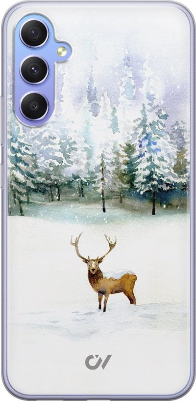 Hoesje geschikt voor Samsung Galaxy A34 hoesje - Rendier - - Wit - - Casevibes