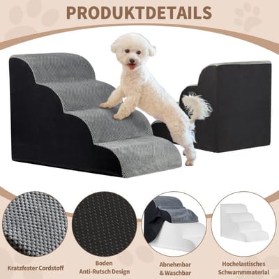 hondentrap voor bed, bank, schuim met hoge dichtheid, wasbaar, huisdiertrap voor honden en katten,