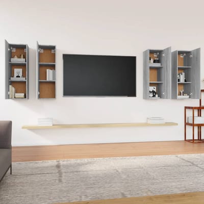 vidaXL - Tv-meubelen - 4 - st - 30,5x30x90 - cm - bewerkt - hout - grijs - sonoma - eiken