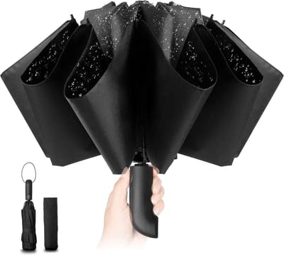 Opvouwbare stormbestendige paraplu - automatisch windbestendig - zwart - heren en dames - 105 cm spanwijdte - 10 bottenparaplu Paraplu