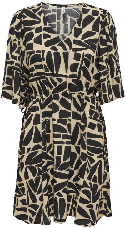 ONLY ONLDAVINA S/S V-NECK STRING DRESS PTM Dames Jurk - Maat M