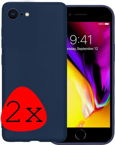 Hoes - 2 Stuks - Geschikt voor Apple iPhone 7 - Sterk & Shockproof - Case Siliconen - Back Cover - Telefoon Hoes - Donkerblauw