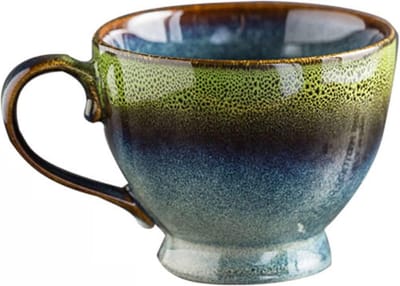 Grote Cappuccino Mok van Steenware - 500 ml Espresso Kopjes - Keramische Koffiemok met Handvat en Artistiek Ontwerp voor Koffie en Thee