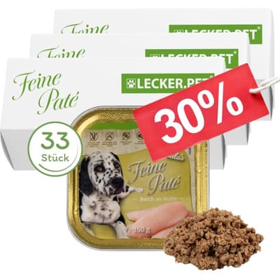 33 x 150 g Lecker.Pet® Paula's Feine Paté Rijk aan Kip Hondenvoer Natvoer Complete voeding