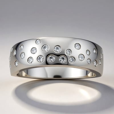 Cavill - Zilveren Ring - 925 Sterling Zilver Platina Verguld - Cambodjaanse Zirkoon 0,44 ct - Ronde Geslepen Brede Zirkonen Ring - Elegante Luxe Ring