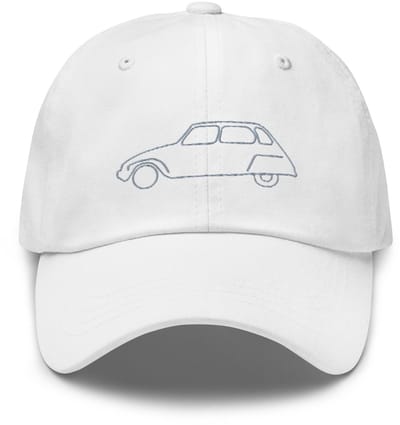 De2pktjes - Geborduurde Citroën Dyane pet lijntekening - Wit
