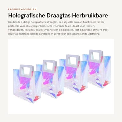 Dailygoods- Draagtas Holografisch - Doorzichtige Tas - Herbruikbare Shopper - PVC Handtas - Stevig en Duurzaam - Perfect voor Reizen - Shoppertas