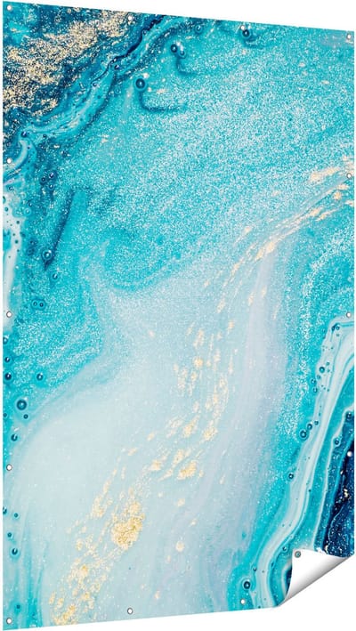 Gards Tuinposter Abstracte Kunst Blauwe Oceaan - 120x180 cm - Tuindoek - Tuindecoratie - Wanddecoratie buiten - Tuinschilderij