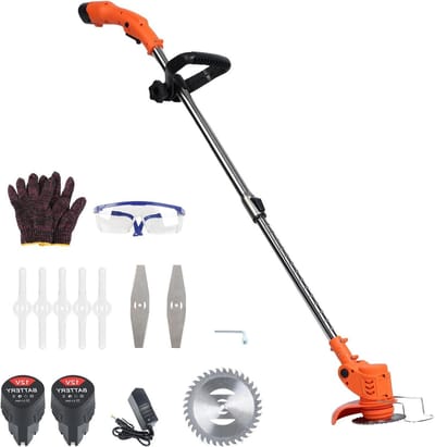 Elektrische Grastrimmer - Draadloze Grasmaaier - Tuin Onderhoud - Met Metalen Bladen - Telescopisch - Oranje