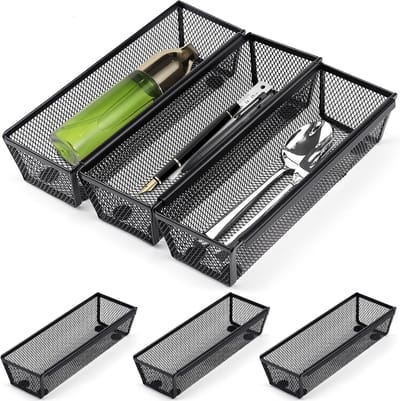 Bestekbakken voor Laden, Metalen Bestekbak Organizer voor Laden met Vergrendelende Zijden, Uitbreidbare Bestek Opbergbox