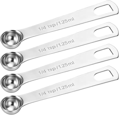 Solidchoice - Set van 4 Roestvrijstalen Maatlepels 1/4 Theelepel voor Nauwkeurige Metingen
