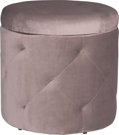 Ronde Poef 39.5x39.5x40cm Roze - Velvet en Met opbergruimte - Voor Dagelijks Gebruik, Thuis en Professioneel Gebruik