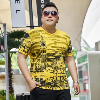Dikke Heren Zomer Losse T-shirt met Korte Mouwen Tide Dikke Dikke Man Oversized Half-lange Mouwen Lichaamsshirt Top 7XL 7XL