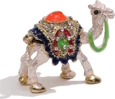 Kameelbeeldje Sieradendoos - Decoratieve Doos - Sieraden Opbergen - Geëmailleerde Kristallen - N.v.t. - Blauw-Goud