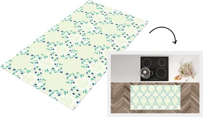 Keukenloper - Loper keuken - Groen - Blauw - Bloem - Design - 120x60 cm - Keukenloper vinyl