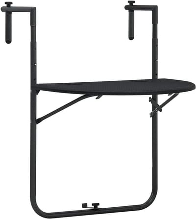 Balkontafel - Hangtafel bijzettafel - Buiten genieten - In hoogte verstelbaar - 60 x 64 x 835 cm - Zwart