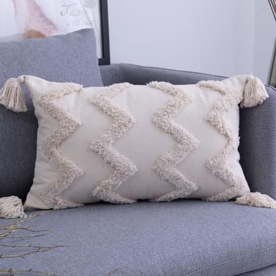 Bohemian Kwastjes Kussensloop 45x45cm/30x50cm Beige Kussenhoes Handgemaakt Vierkant boho Woonkamer Slaapkamer Huisdecoratie