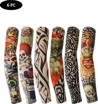 Livano Tattoo Sleeve - Voor Volwassenen - Mouw - Tatoeage - Arm Warmer - Zonbescherming - UV Beschermend - 6 Stuks