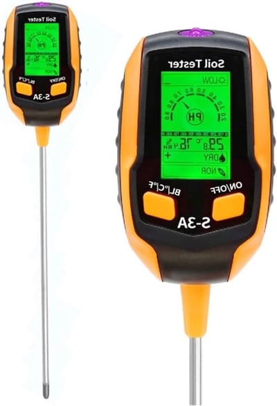Bodemtester, 6 in 1 Bodemtester PH/Vocht/Zoutgehalte/Belichting/Temperatuur/Vochtigheid