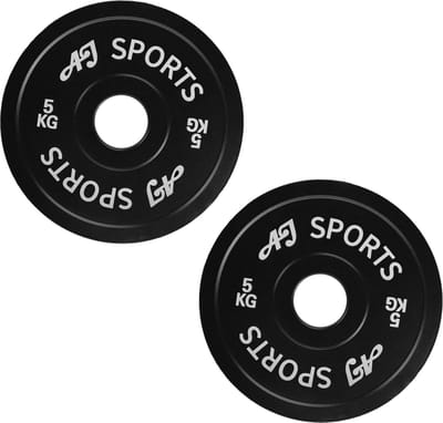 AJ-Sports Olympische Halterschijf 2x 5 kg – Gietijzer – 50 mm Boring – Tri-Grip met 3 Handgrepen – Zwart – Set van 2