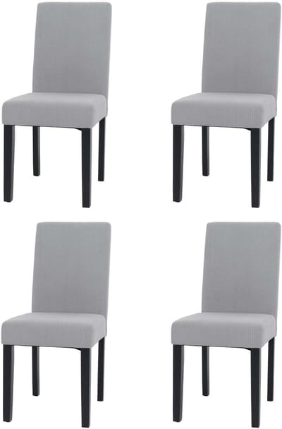 Set van 4 eetkamerstoelen Littau, keukenstoel hoge rug, stof/textiel koord hout ~ lichtgrijs, donkere poten