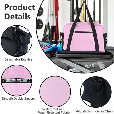 Kleine Gymtas, 35,6 cm Handbagage Mini Plunjezak met 2 Trekkoordzakken, Lichtgewicht Overnachtingstas Draagbare Reistas voor Sport, Gym, roze, 14x8x8 inches, onbezorgd
