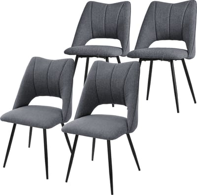 Eetkamerstoel set van 4 grijs gestoffeerd incl. montagemateriaal Gestoffeerde stoel Keukenstoel ML design