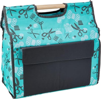 Naaimachinetas - Opbergtas - Naaien - Gevoerde zijkanten - 44 x 40 x 20 cm - Turquoise/Grijs