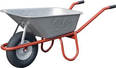 Diepte Muldenwagen - Stalen Kruiwagen - Materiaal Transport - Roestbestendig Frame - 100 Liter Inhoud - Zilver