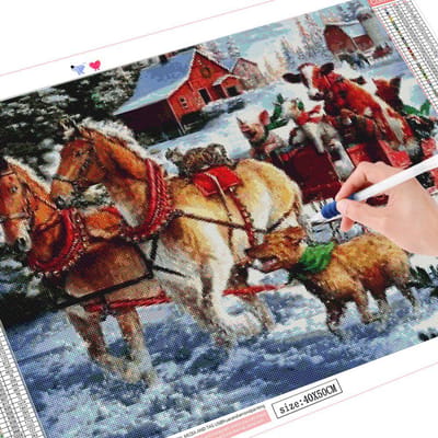Diamant schilderij paard volledige vierkante ronde Craft Kit Art Diamond borduurwerk dier mozaïek Winter Strass Kit Home Decor Full Square 20X30CM