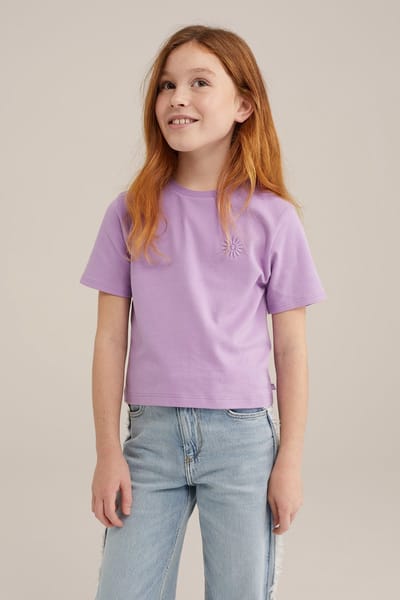 WE Fashion Meisjes cropped T-shirt met embroidery, 2- pack