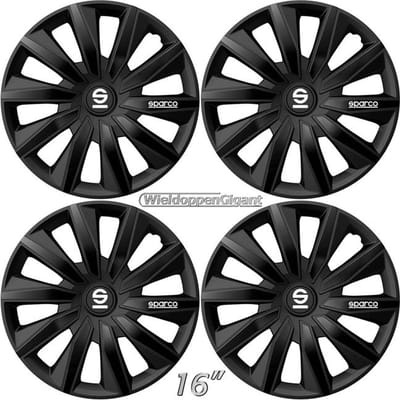 SPARCO Wieldoppen Milano-BK 16 inch - set van 4 - zwart - ABS kunststof