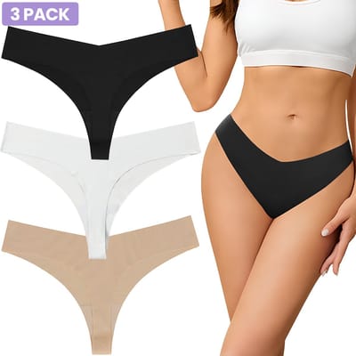Naadloze string voor Dames - Onzichtbaar - Low Waist - Zwart, Wit, Beige - Maat S - Set van 3 - Ultrazacht - Naadloos ondergoed dames - Seamless ondergoed dames - Invisible string - Onderbroek naadloos