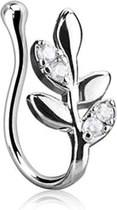 FAKE neuspiercing blaadjes met CZ steentjes - LMPiercings