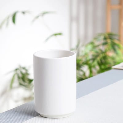 Tasse droite simple en céramique japonaise noire et blanche Tasse à thé sans anse Hôtel Gobelet pour brosse à dents et bain de bouche Mug 240ml gray