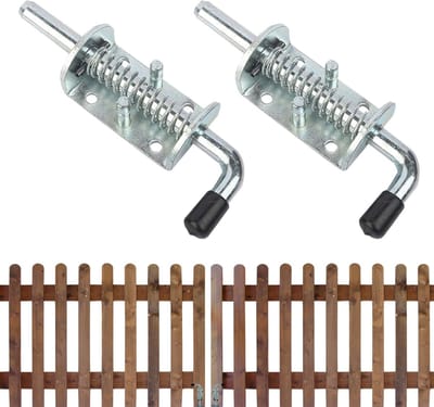 Set van 2 RVS Feder Riegel met Rubber Handvat - Veiligheidsdeurslot voor Schuurdeuren, Vensters en Garages