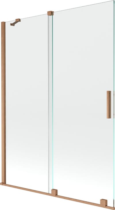 Mexen Velar badwand 2-vleugelig schuif 130 x 150 , transparant, geborsteld koper - 896-130-000-01-65