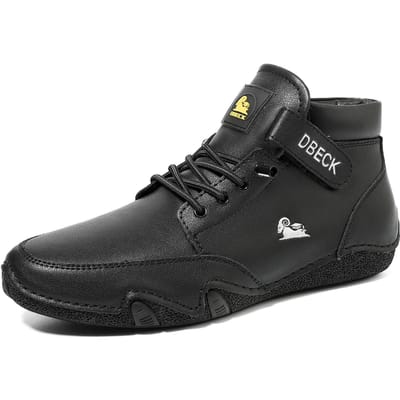Bovenlaag Leer Heren High-Top met Fluweel Heren Warme Schoenen Heren Casual Schoenen Katoenen Schoenen 46 gray