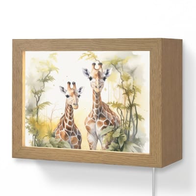 Wandlamp 20x15 cm - Oplaadbaar - Giraffe - Wilde dieren - Natuur - Kinderen - Wandlampen binnen woonkamer - Slaapkamer lamp met kabel - Decoratieve nachtlamp - Vloerlamp snoer