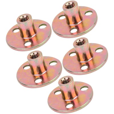 5 stuks T-moer flens 3 gaten gegalvaniseerd ijzer meubelbevestiging T-stuk ronde basis moer M8 M8