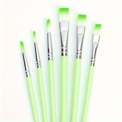 6 stuks Aquarel Verfkwast Pen Set Nylon Haar Plastic Handvat voor DIY Olie Acryl Schilderen - Kunstbenodigdheden voor Kerstmis, Halloween, Thanksgiving groen