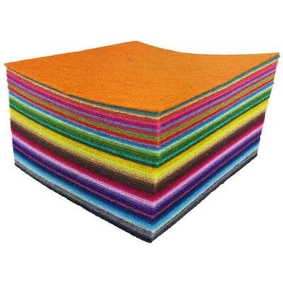 40 Stuks Zacht Vilt Stofvel Assorti Kleur Patchwork Naaien DIY Knutsel Vierkanten Non-woven 1 mm Dik Handgemaakte Stof Weven 30CM x 30CM