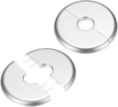 Set van 2 Split Wandflenzen voor 0.6 Inch OD Pijp, ABS Roestvrij Stalen Platen, Ronde Zelfklevende Sanitaire Dekplaten voor Waterleiding en Kraan