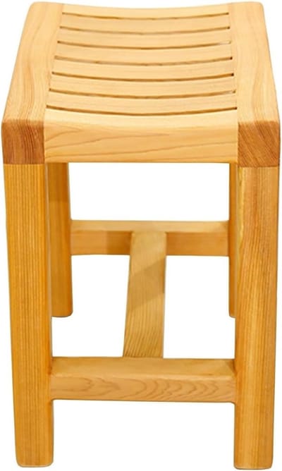 Houten badkamerkruk - Voetenbankje krukje - Douche en bad - Stevig vast hout - 42x33x50cm - Natuurlijk
