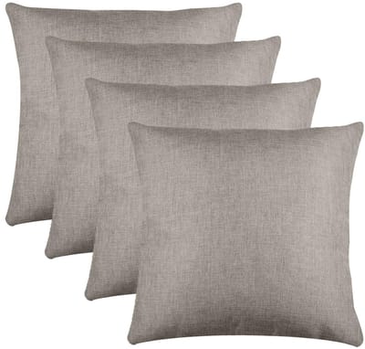 Stof Textile sierkussen Bea - 4x - beige - 50 x 50 cm - bank kussens - zitkussens - binnen/buiten - polyester