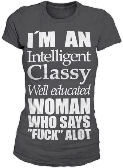 Hybris 'An Intelligent, Classy Woman' - meisjesachtig T-shirt voor dames, donkergrijs