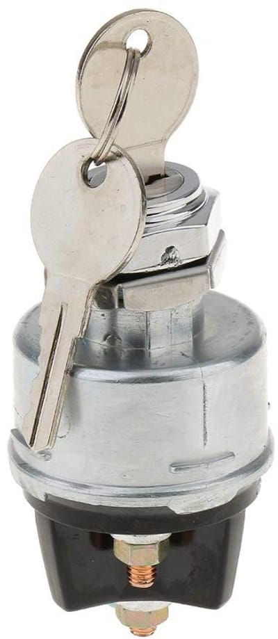 Contactslot met sleutel - Ontstekingsschakelaar - Voertuig starten - Waterdicht metaal ontwerp - 19 mm paneel diameter - Zilver
