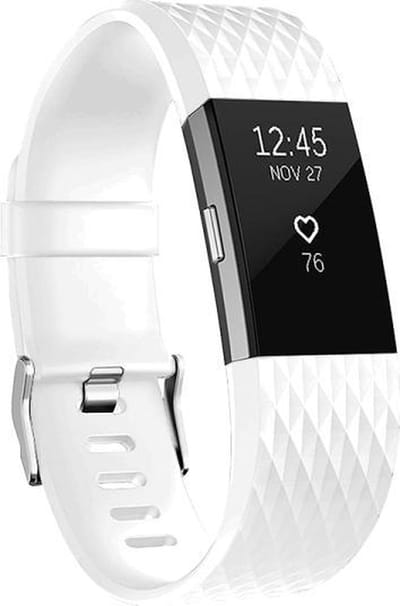 By Qubix - Compatible Fitbit bandje - Geschikt voor fitbit Charge 2 siliconen bandje - Maat: Large - Wit - Horlogeband - smartwatchbandje