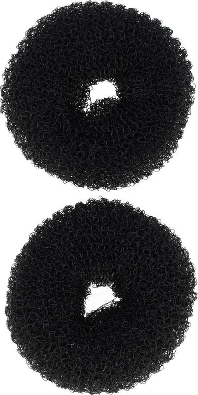 Haarsoires Styling Tool - Haardonut 6cm – Klein Knot Hulpmiddel – Zwart – Set van 2 - Haar Donut - Extra Volume Haarrol - Knotmaker